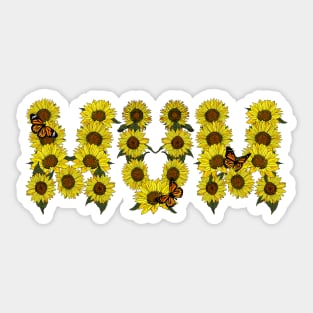 Mum Sunflowers Word Art Sticker